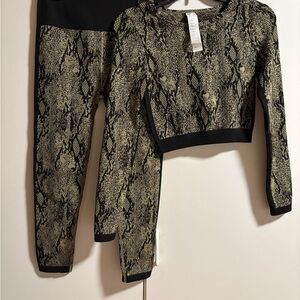 Fabletics Snake Print Crop Top (S) and Leggings (M) Set